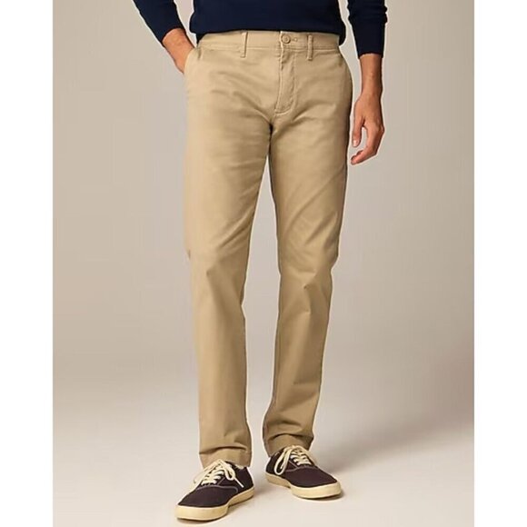 New J.Crew Men's Size 32/32 484 Slim-fit stretch chino pant Khaki *white streaks - Picture 1 of 14